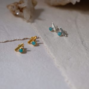 T Stud Larimar Gold Plated