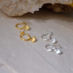 Clam Mini Hoop Gold Plated