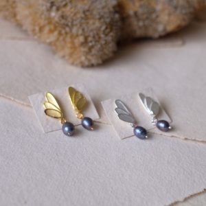 Siren Black Pearl Stud Gold Plated